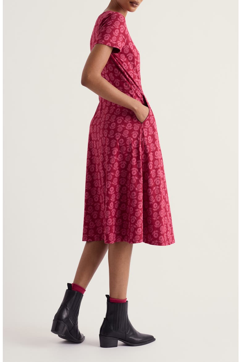 April Floral Stretch Cotton Jersey Dress, Alternate, color, MARIGOLD SKETCH RED CABIN