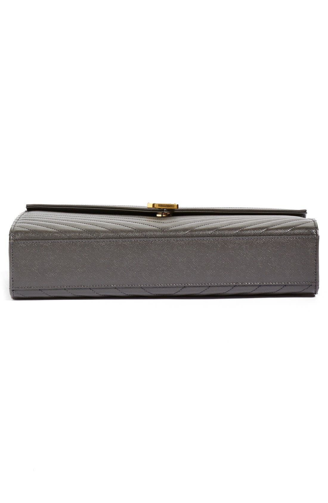 'Large Monogram' Grained Leather Shoulder Bag, Alternate, color, COAL