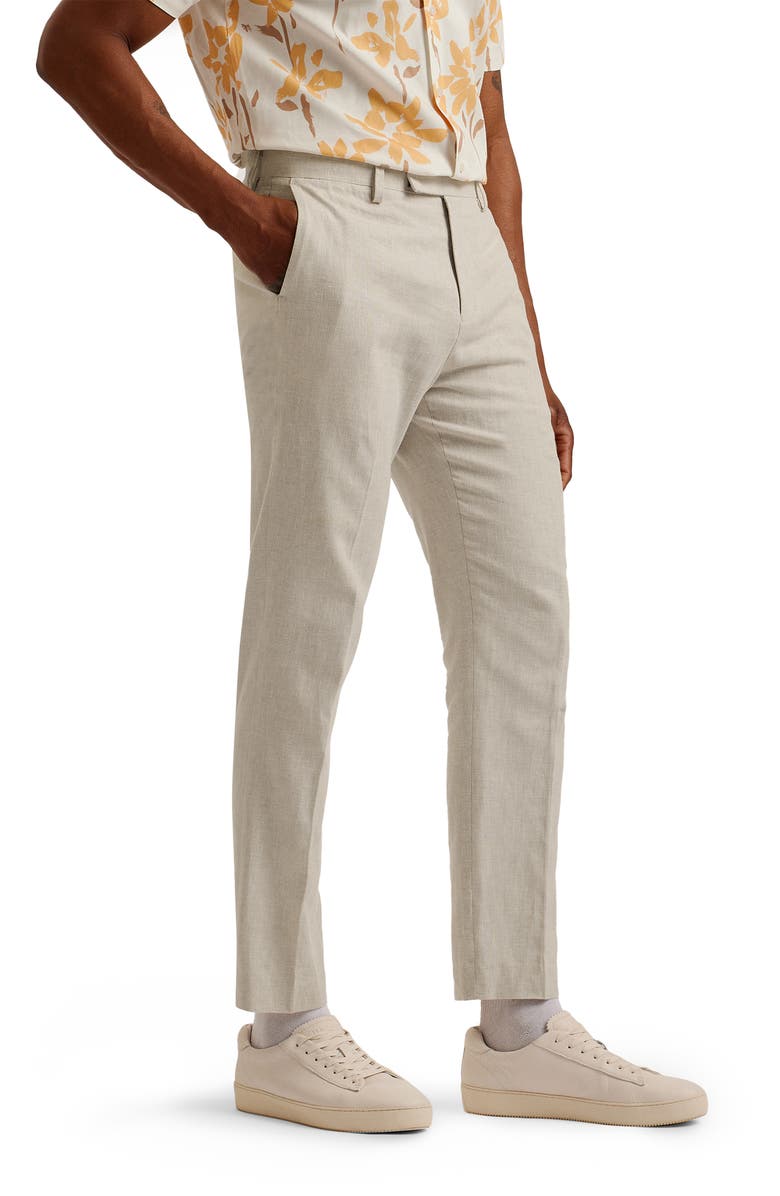 Ted Baker London Damasks Slim Fit Flat Front Linen & Cotton Chinos, Alternate, color, 