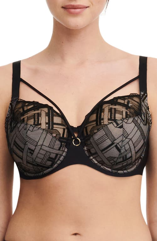 Chantelle Lingerie Graphic Support Lace Underwire Full Coverage Bra in Black-11 at Nordstrom, Size 34F