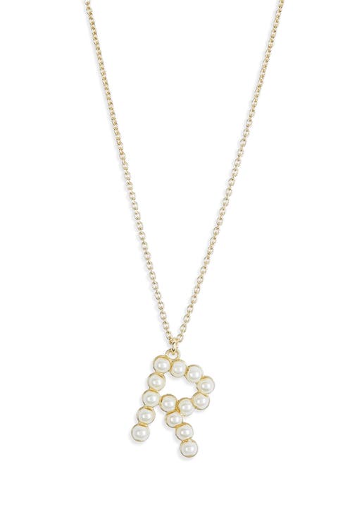 Imitation Pearl Initial Pendant Necklace