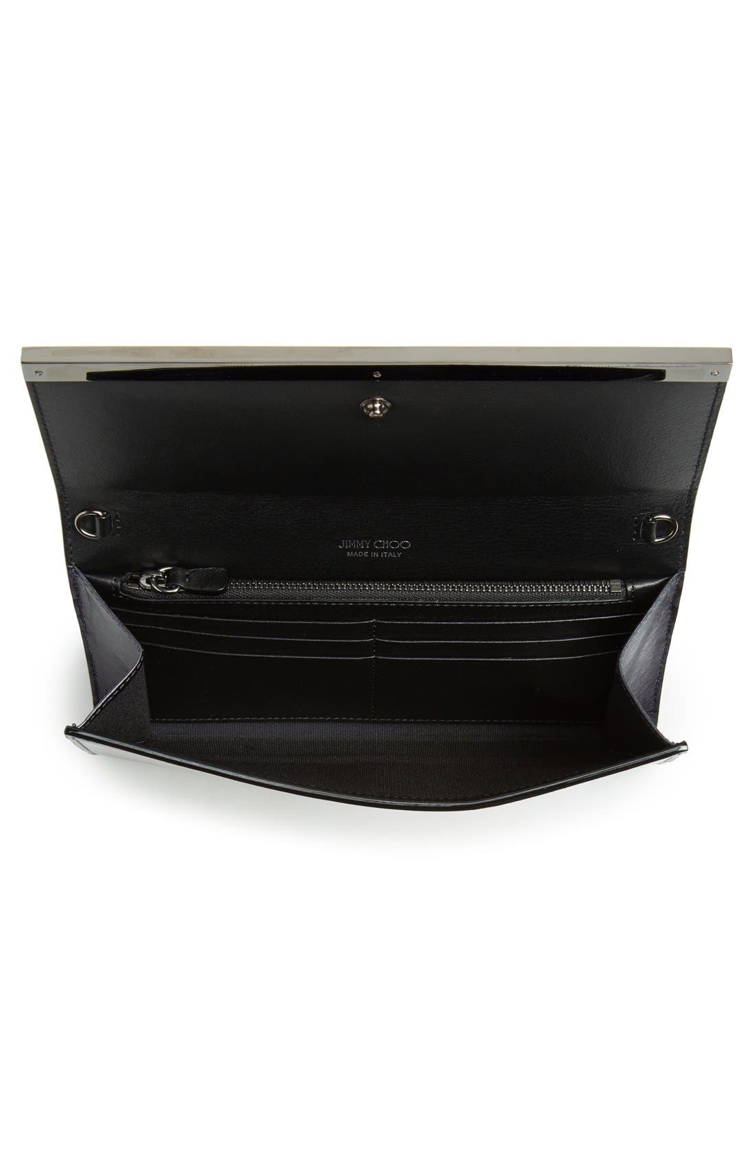 Jimmy Choo 'Milla' Etched Metallic Spazzolato Leather Flap Clutch, Alternate, color, 