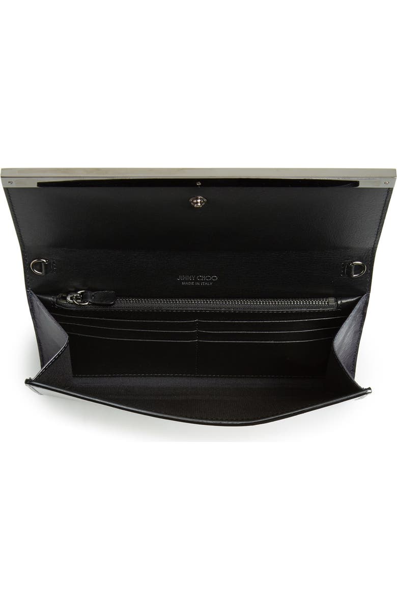 Jimmy Choo 'Milla' Etched Metallic Spazzolato Leather Flap Clutch, Alternate, color,