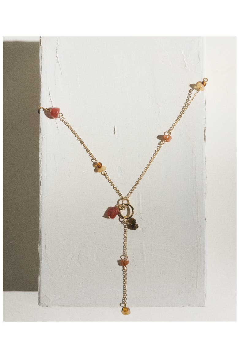 Stone Bead Y Necklace, Alternate, color, GOLD