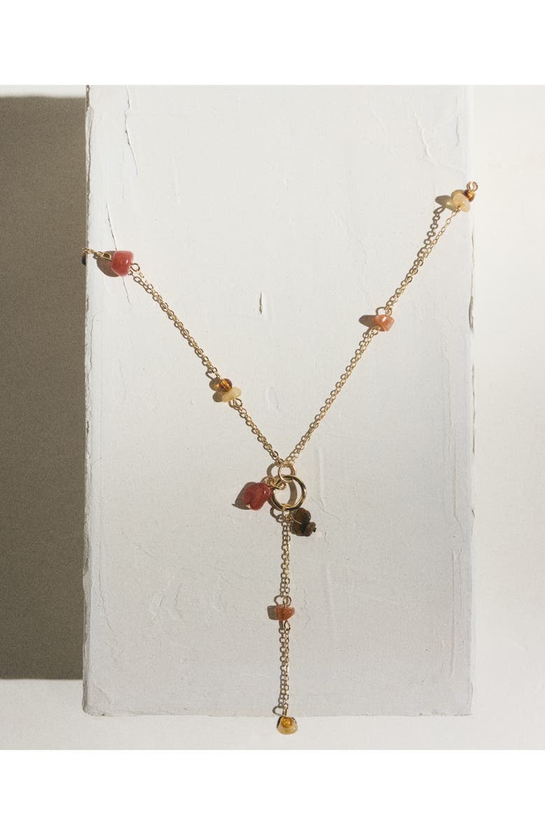 MANGO Stone Bead Y Necklace, Alternate, color, Gold