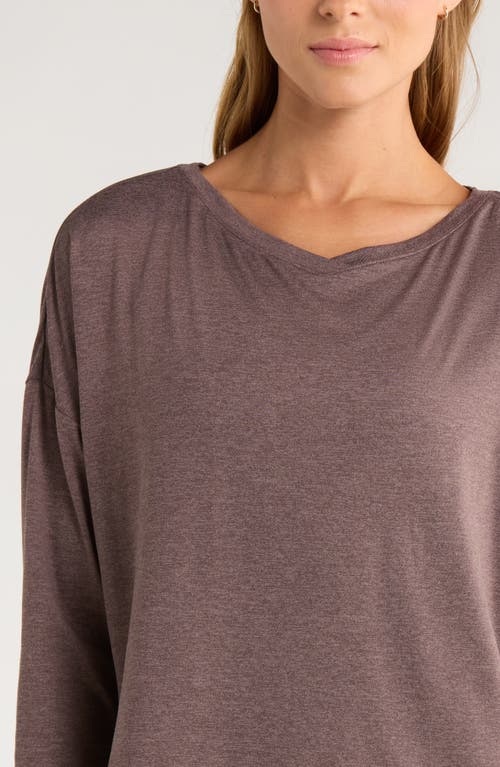 Zella Restore Soft Long Sleeve Relaxed T-shirt In Brown