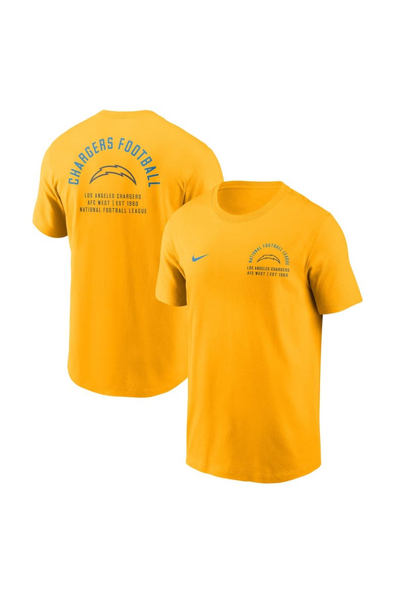 Men's Nike Gold Los Angeles Chargers Split Logo T-Shirt, Main, color, Gold