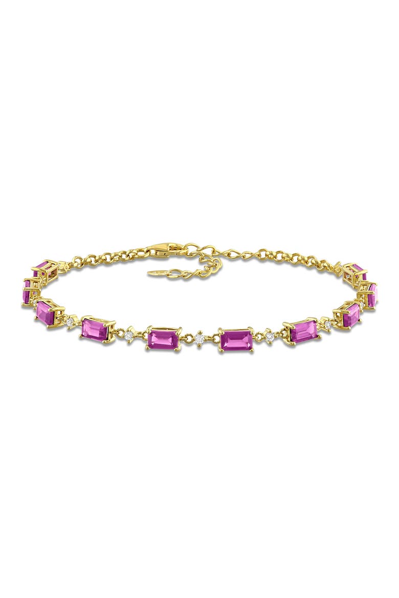 Rhodolite Garnet & White Topaz Bracelet, Main, color, PINK