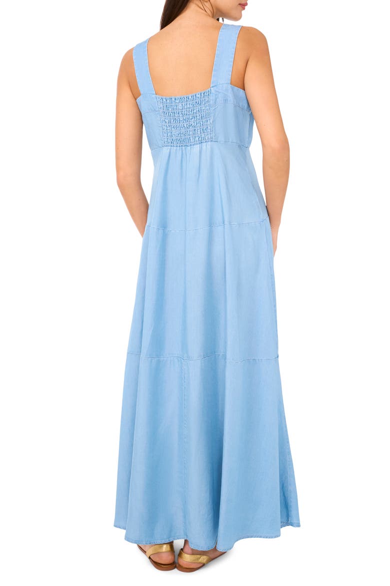 Sleeveless Tiered Chambray Maxi Dress, Alternate, color, INDIGO
