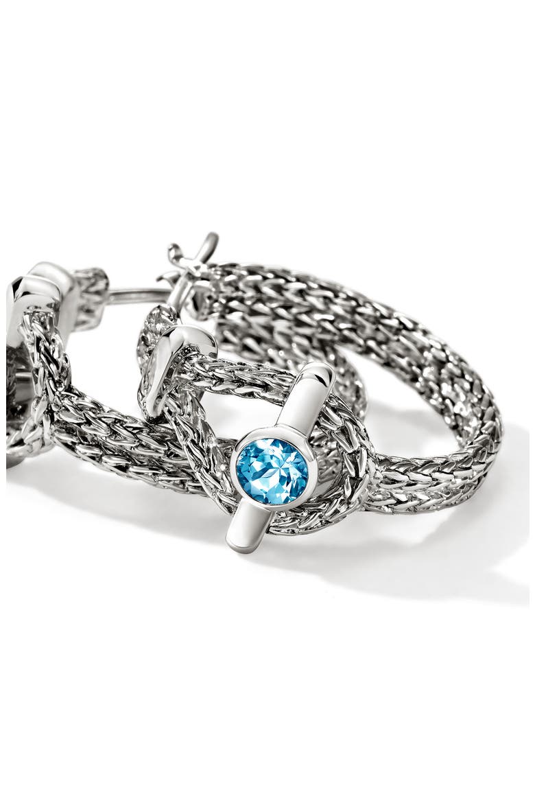 Icon Hoop Earrings, Sterling Silver, Swiss Blue Topaz, 22mm, Alternate, color, SILVER