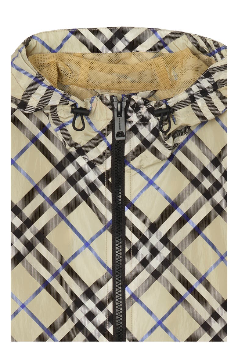 Check Nylon Hooded Jacket, Alternate, color, Lichen beige