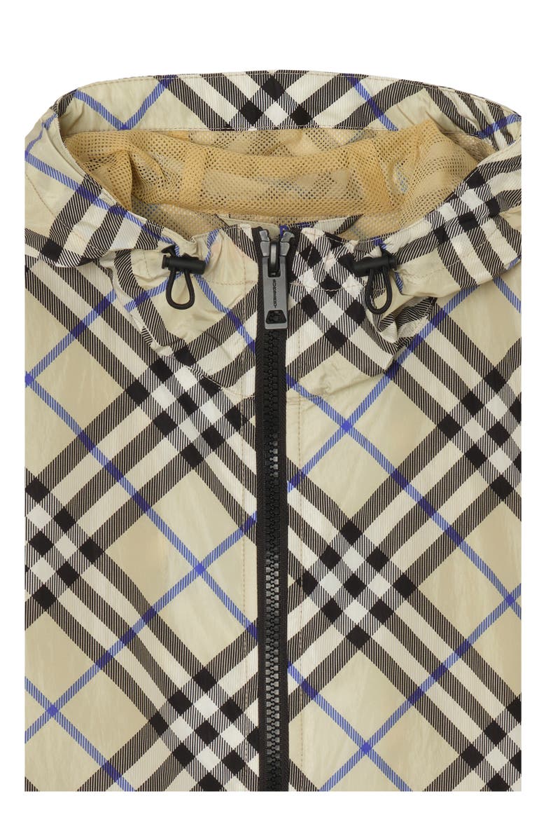 Burberry Check Nylon Hooded Jacket, Alternate, color, Lichen Beige