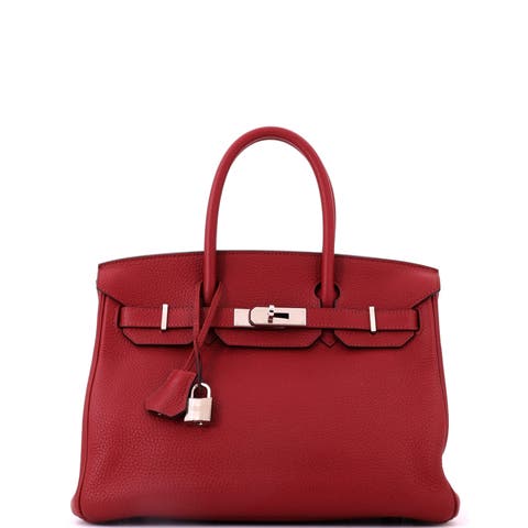 Birkin Handbag Red Togo with Palladium Hardware 30