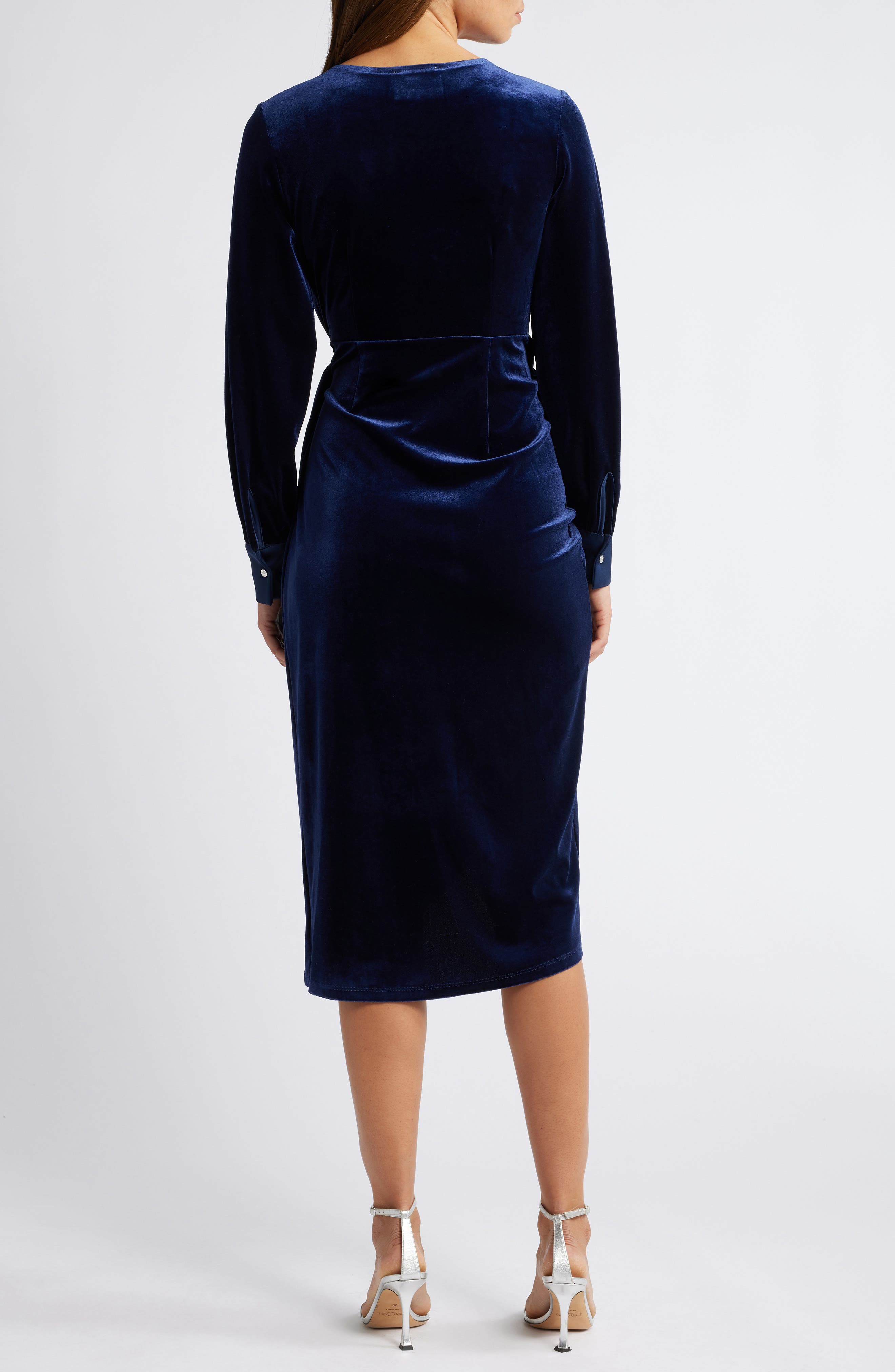 Stretch Velvet Wrap Dress - image 4