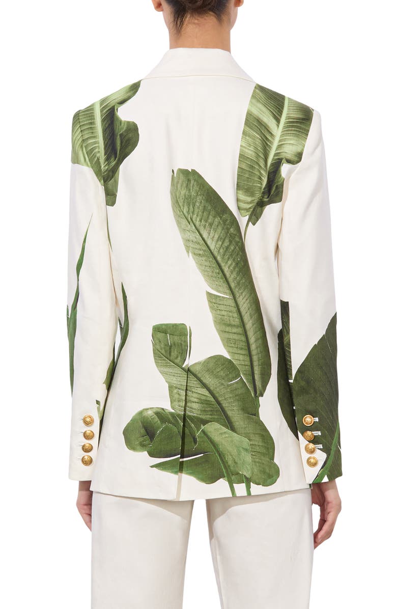 Alice + Olivia Elna Slim Fit Linen Blend Longline Blazer, Alternate, color,