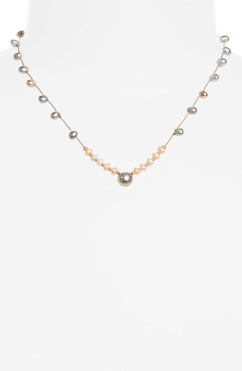Isshi Desnuda Freshwater Pearl Station Necklace, Alternate, color, Shield