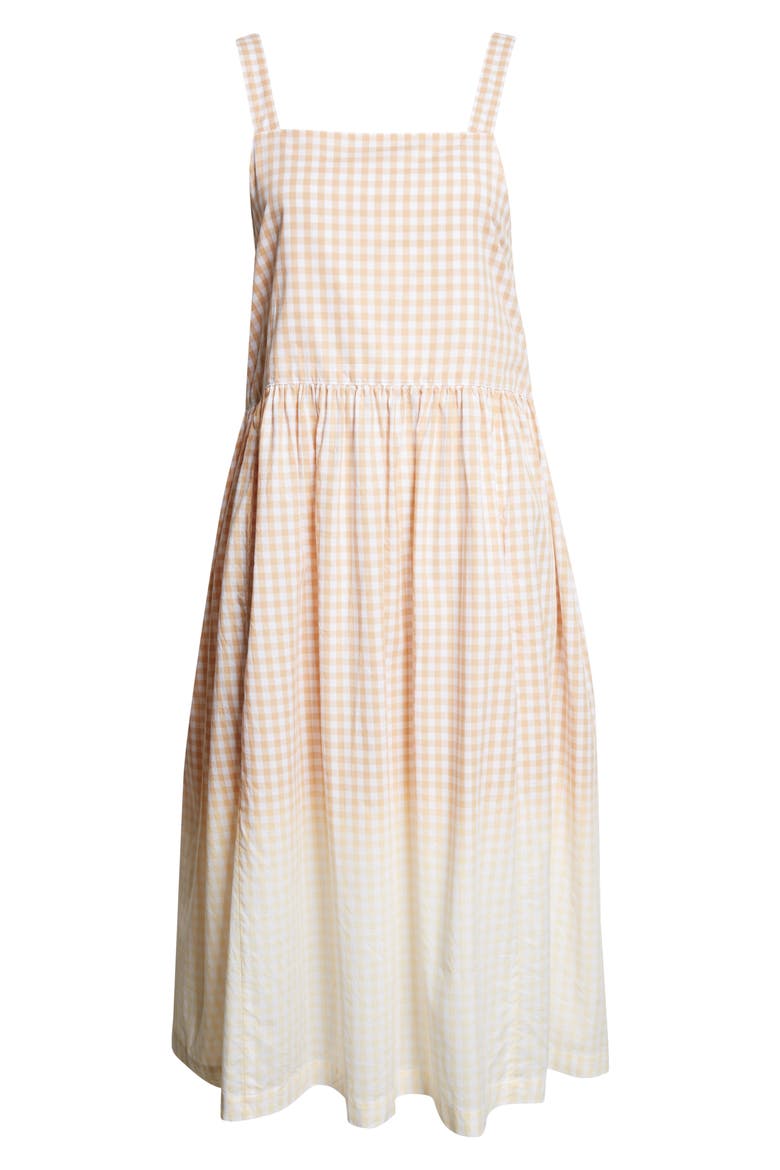 Degradé Gingham Cotton Poplin Dress, Alternate, color, BEIGE/ WHITE
