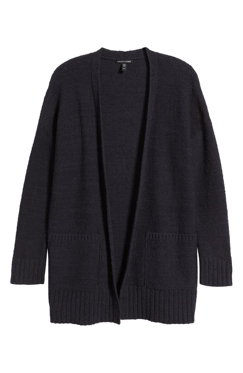 Eileen Fisher Organic Cotton Bouclé Cardigan, Alternate, color, Nocturne