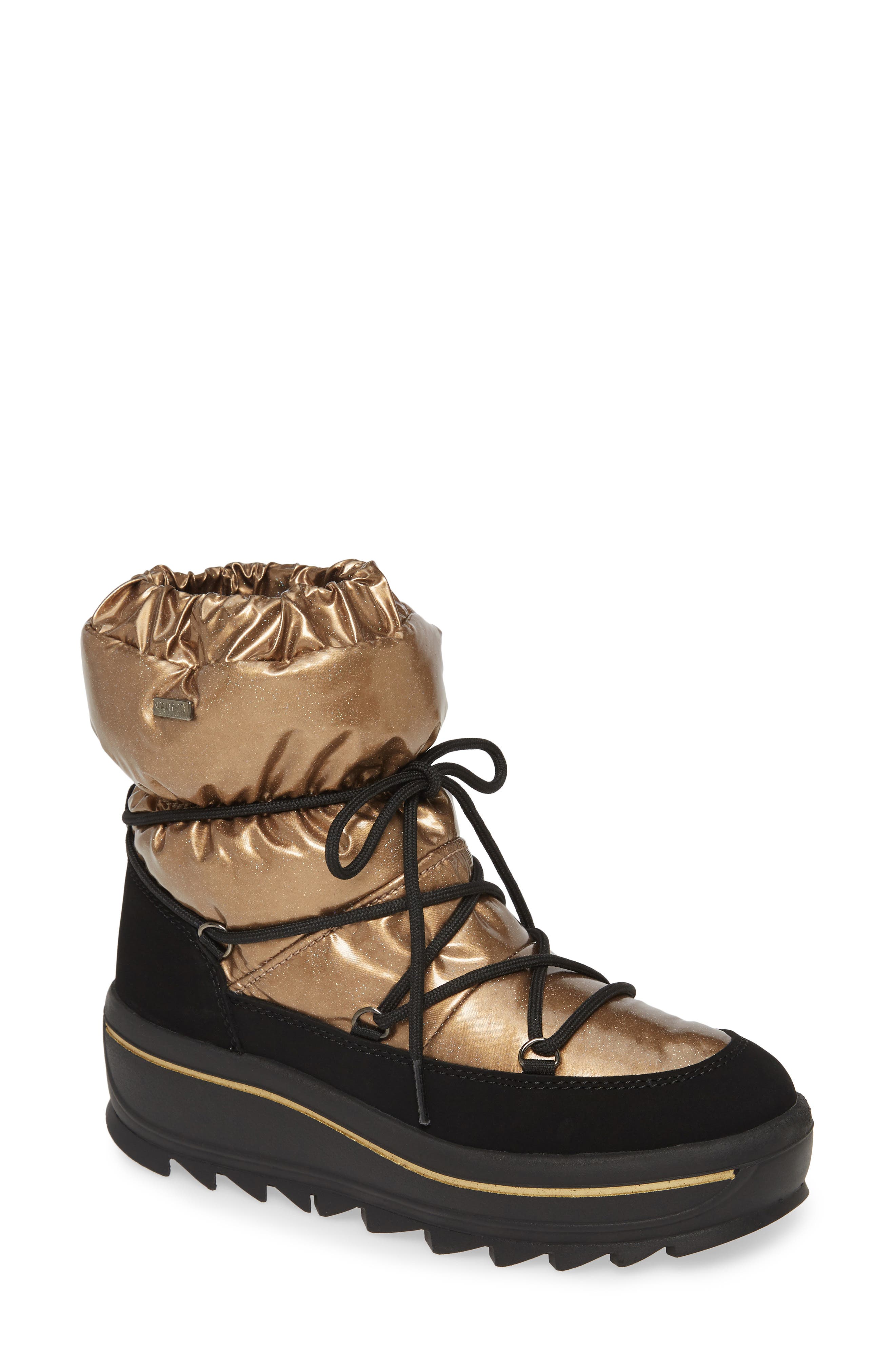 Taya Crystal Waterproof Sneaker Boot, Main, color, GOLD