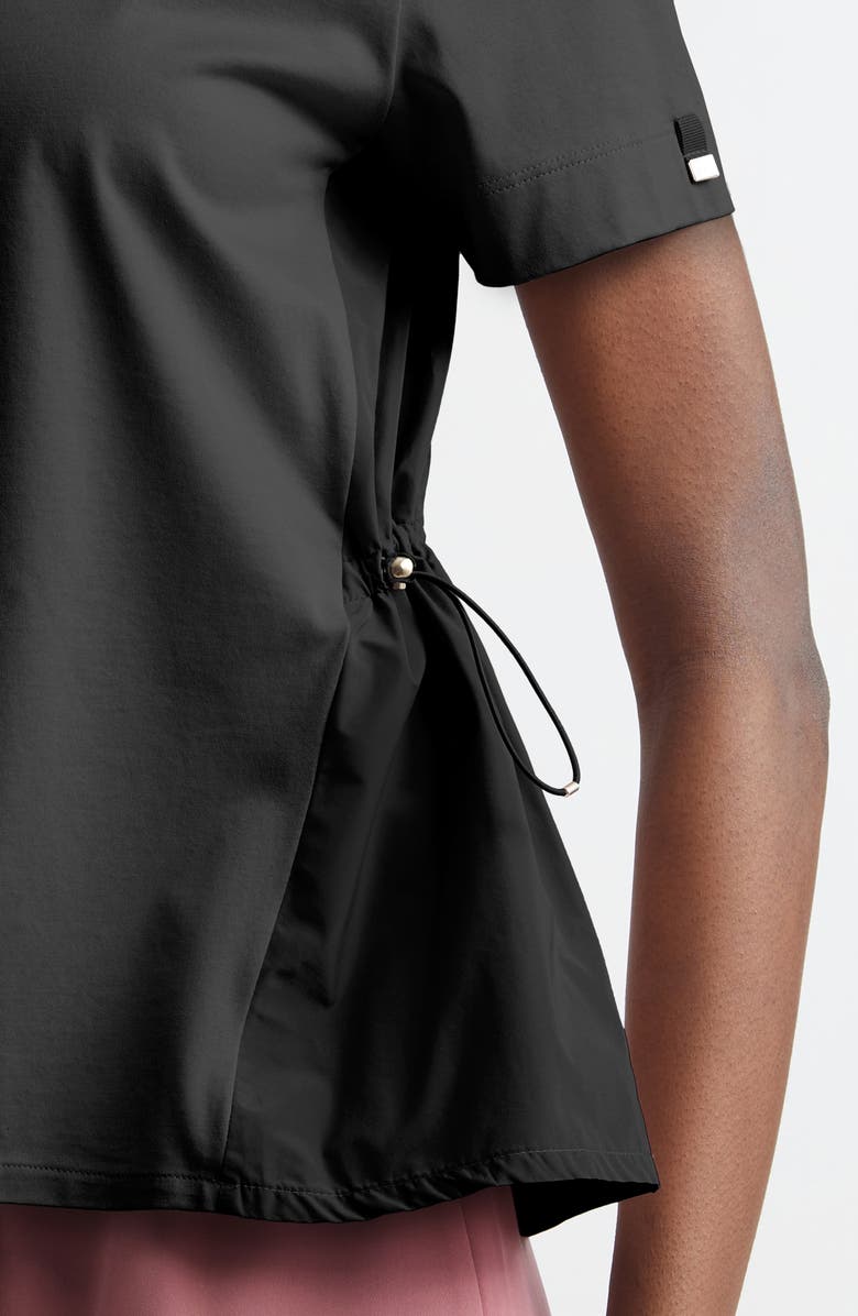 Herno Drawcord Detail Taffeta Panel Cotton T-Shirt, Alternate, color, Black