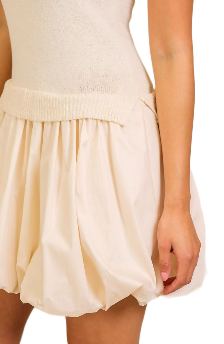 Knit and Lounge Knit Woven Bubble Hem Mini Dress, Alternate, color, 