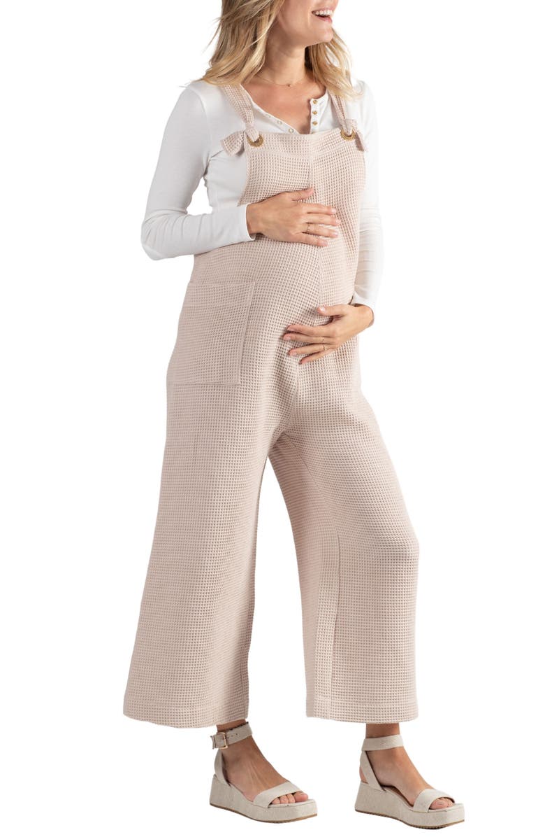 Cache Coeur Maya Organic Cotton Gauze Maternity/Nursing Jumpsuit, Alternate, color, Beige