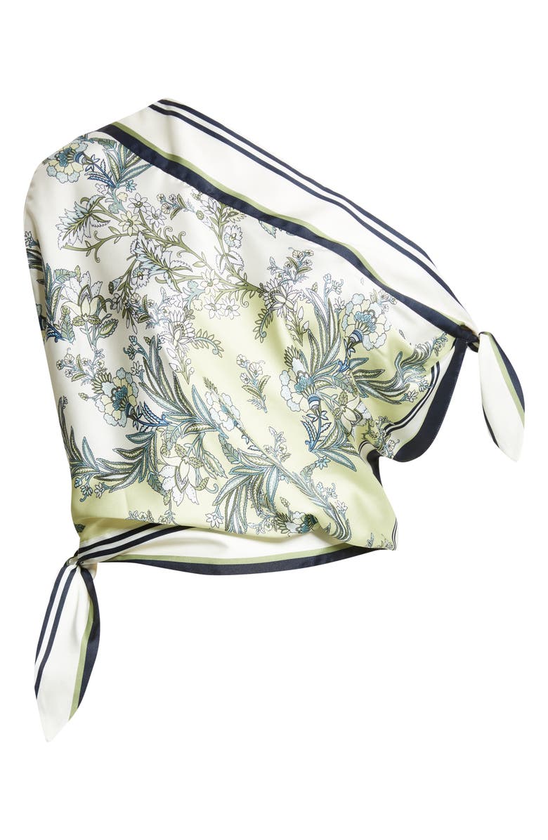 Veronica Beard Tari One-Shoulder Scarf Top, Main, color, Light Pistachio Multi