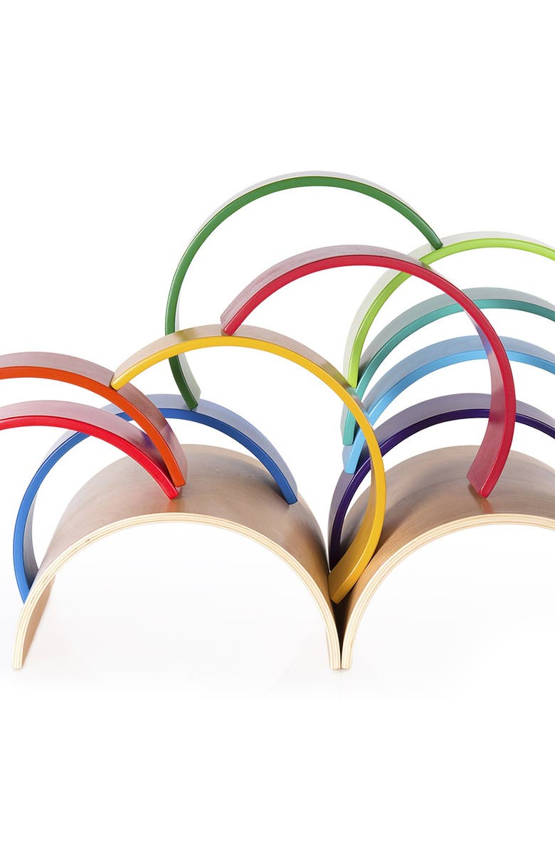 Kaplan Early Learning Company Wooden Rainbow Arches and Tunnels - 12 Pieces, Alternate, color, Multicolor