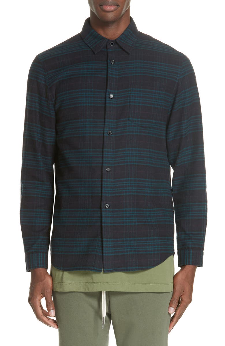 John Elliott Plaid Flannel Shirt, Main, color, 
