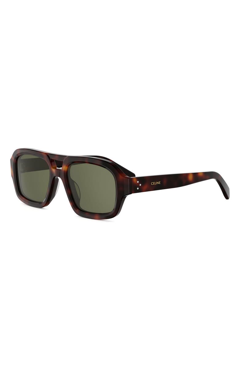 CELINE 3 Dots 53mm Pilot Sunglasses, Alternate, color, Dark Havana / Green