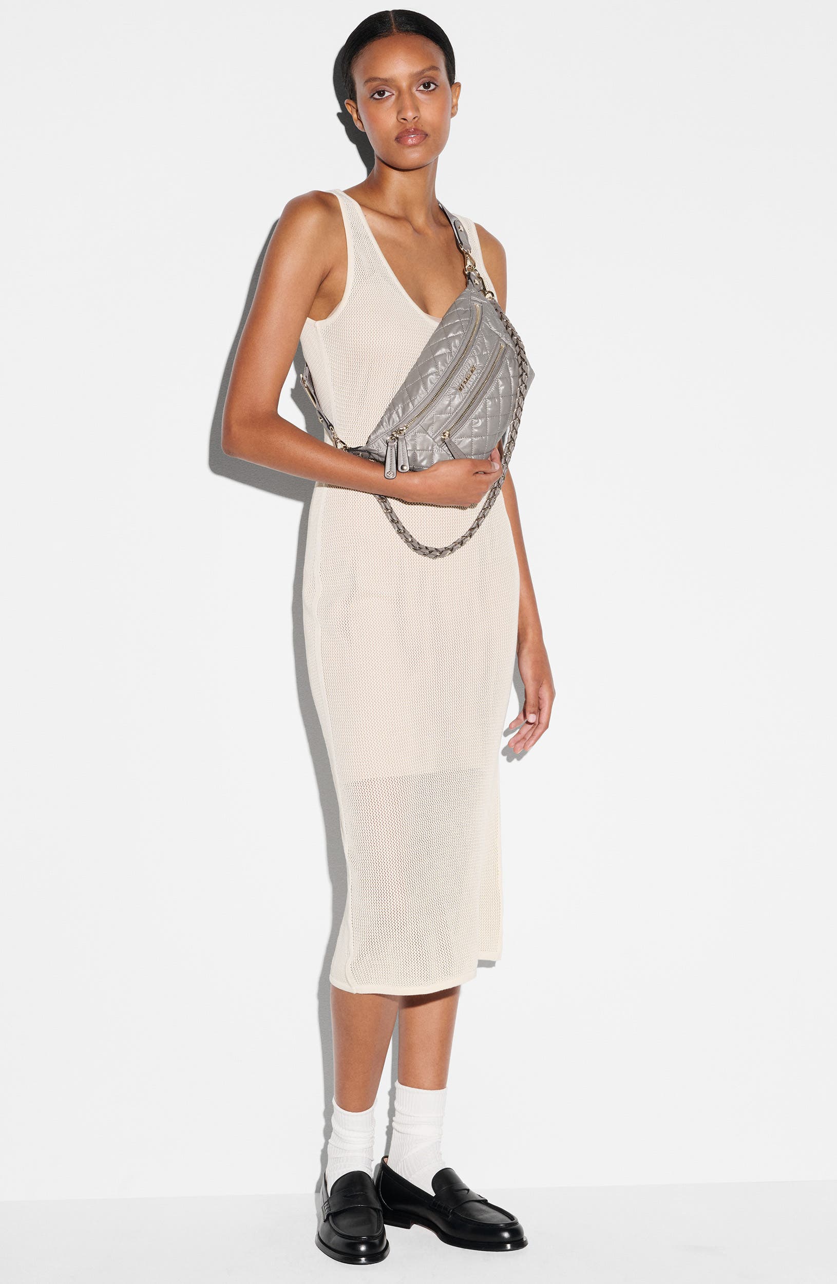 MZ Wallace Crosby Quilted Nylon Convertible Sling Bag, Alternate, color, Sable Pearl