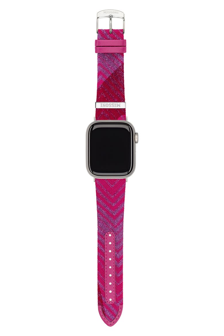 Multicolor Authentic Zigzag Textile Apple Watch® Watchband, 22mm/24mm, Alternate, color, MULTICOLOR PINK