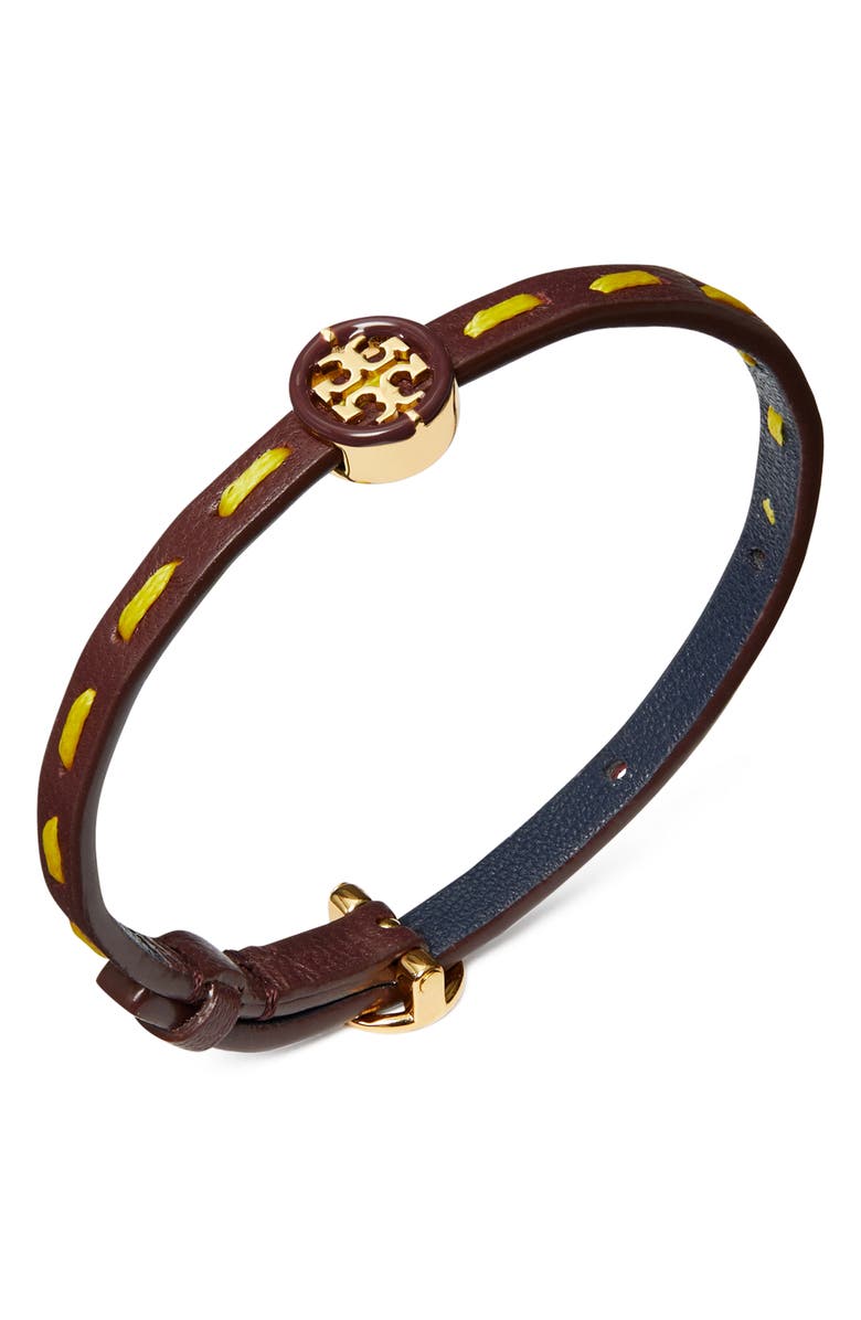 Tory Burch Miller Leather Bracelet, Main, color,
