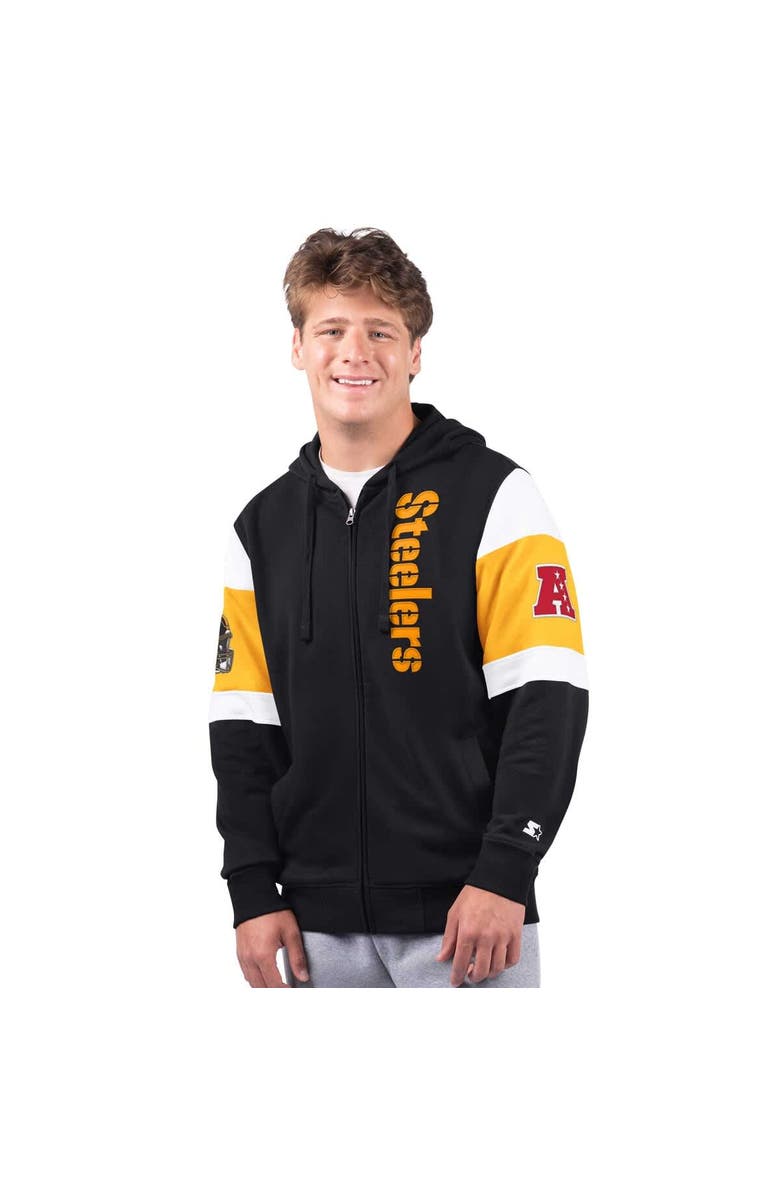 STARTER Men's Starter Black Pittsburgh Steelers Extreme Full-Zip Hoodie, Main, color, Black
