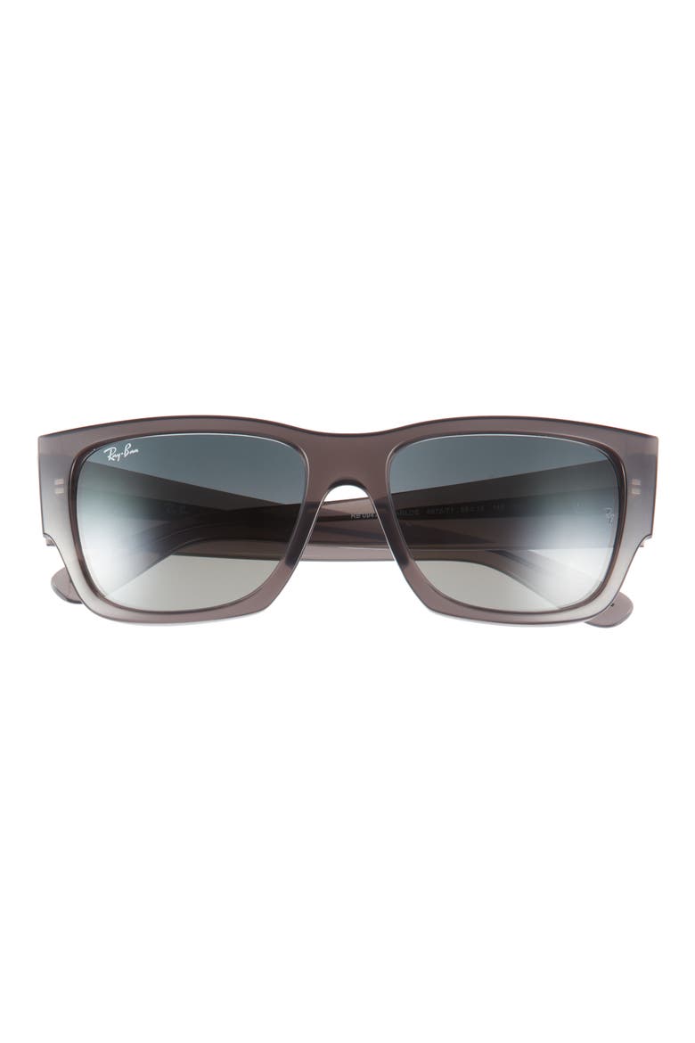 Carlos 56mm Polarized Rectangular Sunglasses, Main, color, GREY FLASH