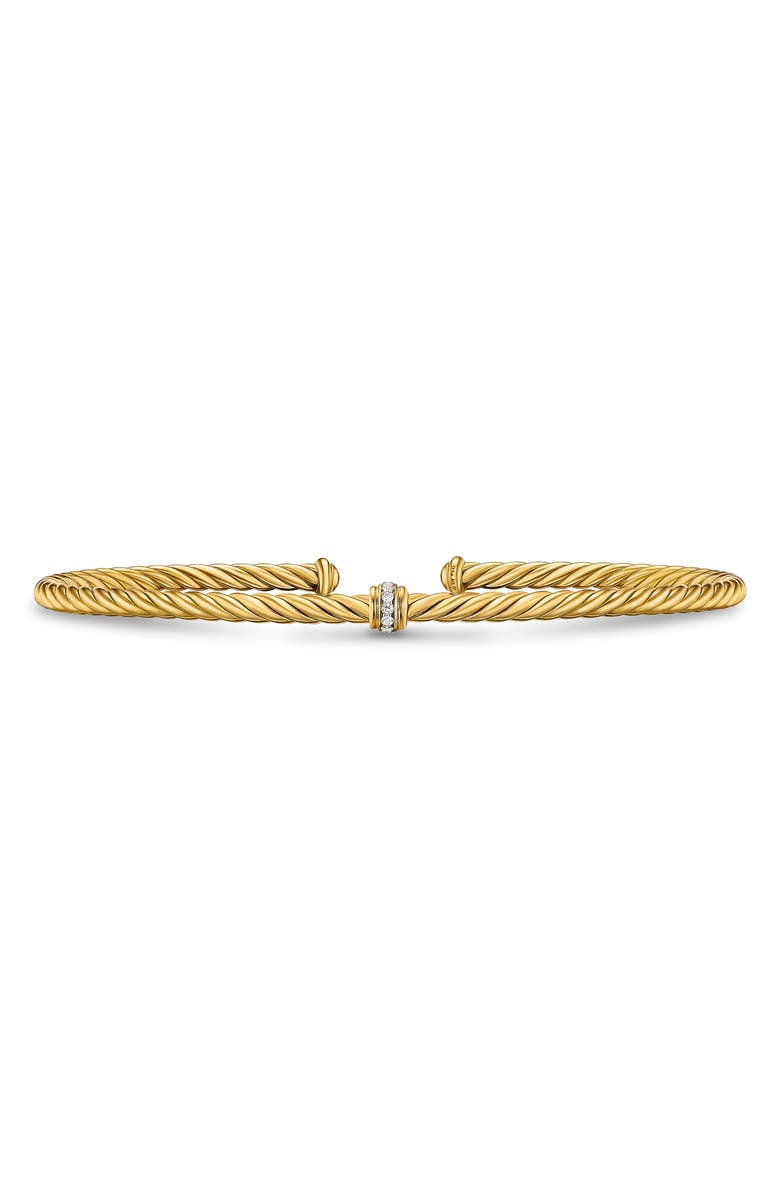 David Yurman Micro Cablespira<sup>®</sup> Flex Center Station Bracelet in 18k Yellow Gold, 2.6mm, Main, color, Gold
