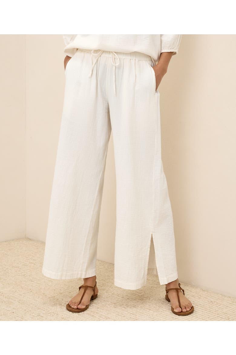 Organic Cotton Coastal Double Gauze Split Hem Pant, Alternate, color, Sea Salt
