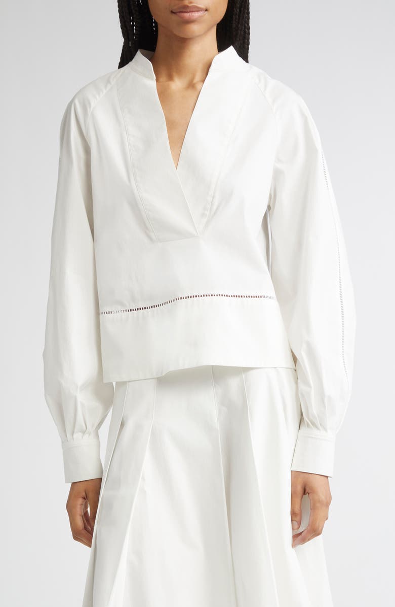 Proenza Schouler Grayson Cotton Stretch Poplin Top, Main, color, White