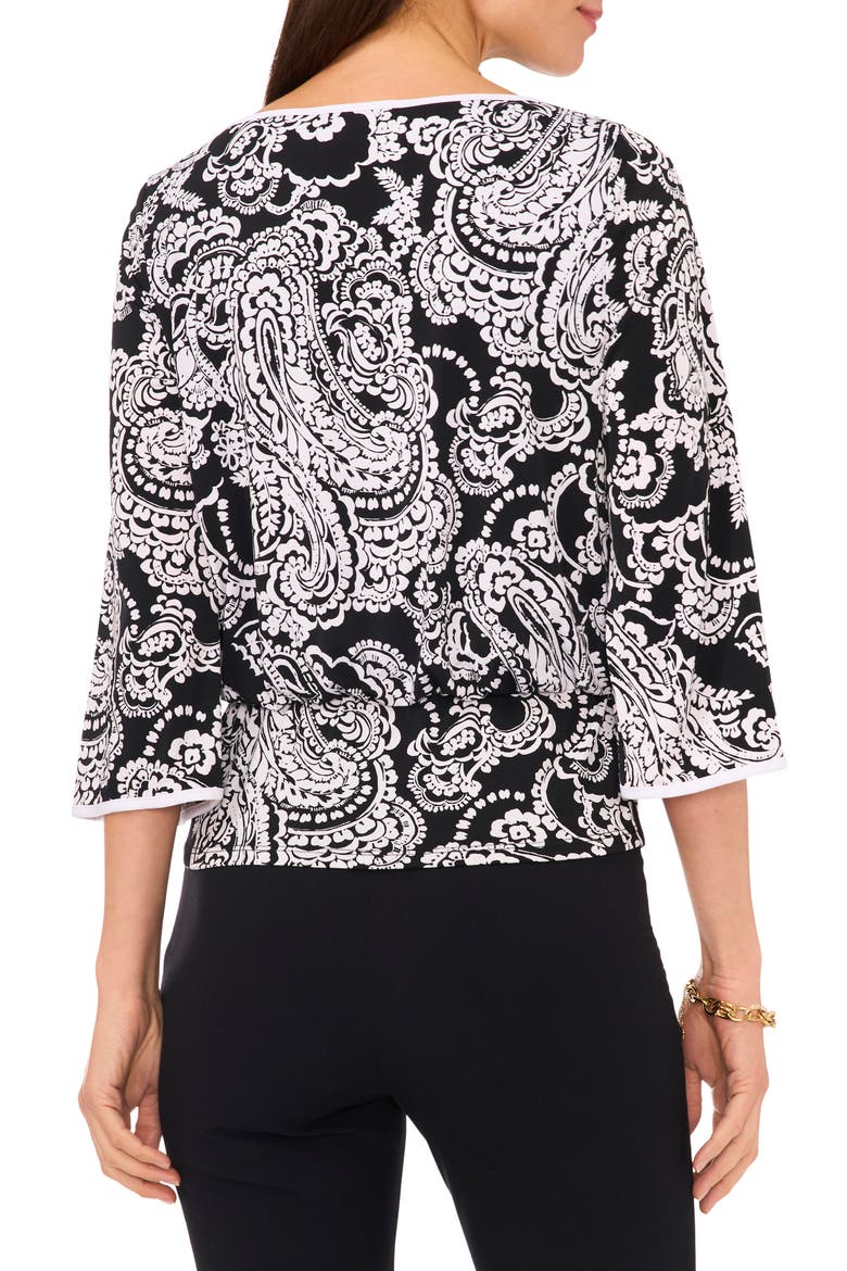 Paisley Print Blouse, Alternate, color, BLACK/WHITE