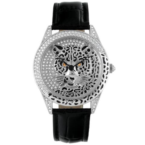Coutoure Leopard Leather Strap Watch- 40MM