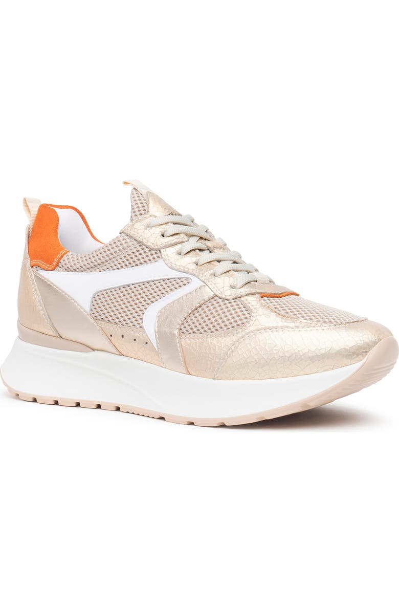 NeroGiardini Metallic Platform Sneaker, Main, color, Gold/ Rust