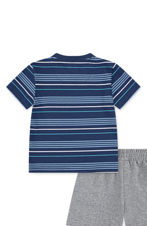 Nike Stripe T-shirt & French Terry Shorts Set In Gray