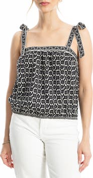 MAX STUDIO Tie Shoulder Bubble Hem Top