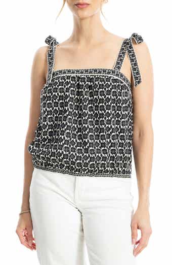 MAX STUDIO Tie Shoulder Bubble Hem Top