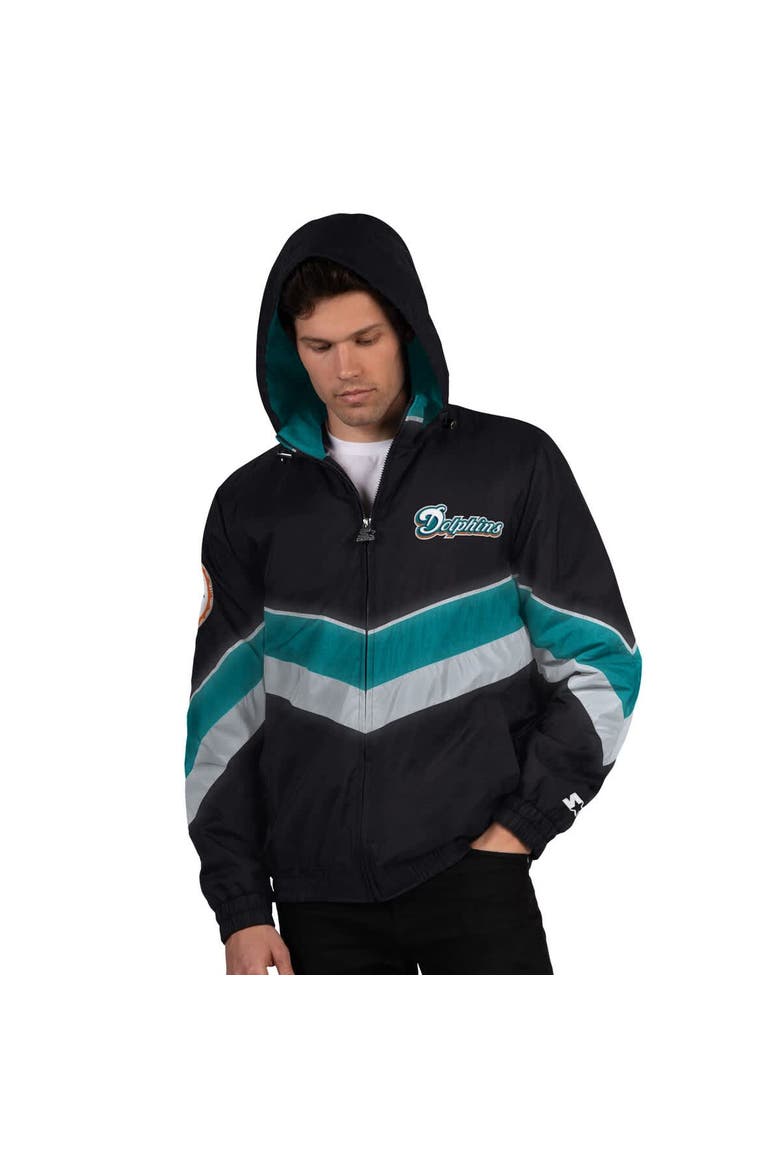 Men's Starter  Black Miami Dolphins Thursday Night Gridiron Vintage Logo Full-Zip Hoodie, Main, color, Black