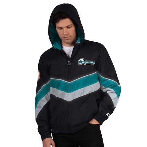 Men's Starter  Black Miami Dolphins Thursday Night Gridiron Vintage Logo Full-Zip Hoodie