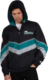 STARTER Men's Starter  Black Miami Dolphins Thursday Night Gridiron Vintage Logo Full-Zip Hoodie