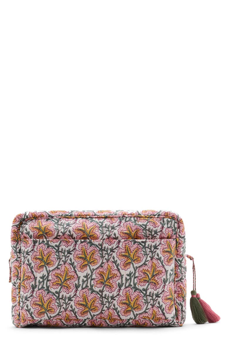 Floral Print Cosmetics Bag, Main, color, PINK