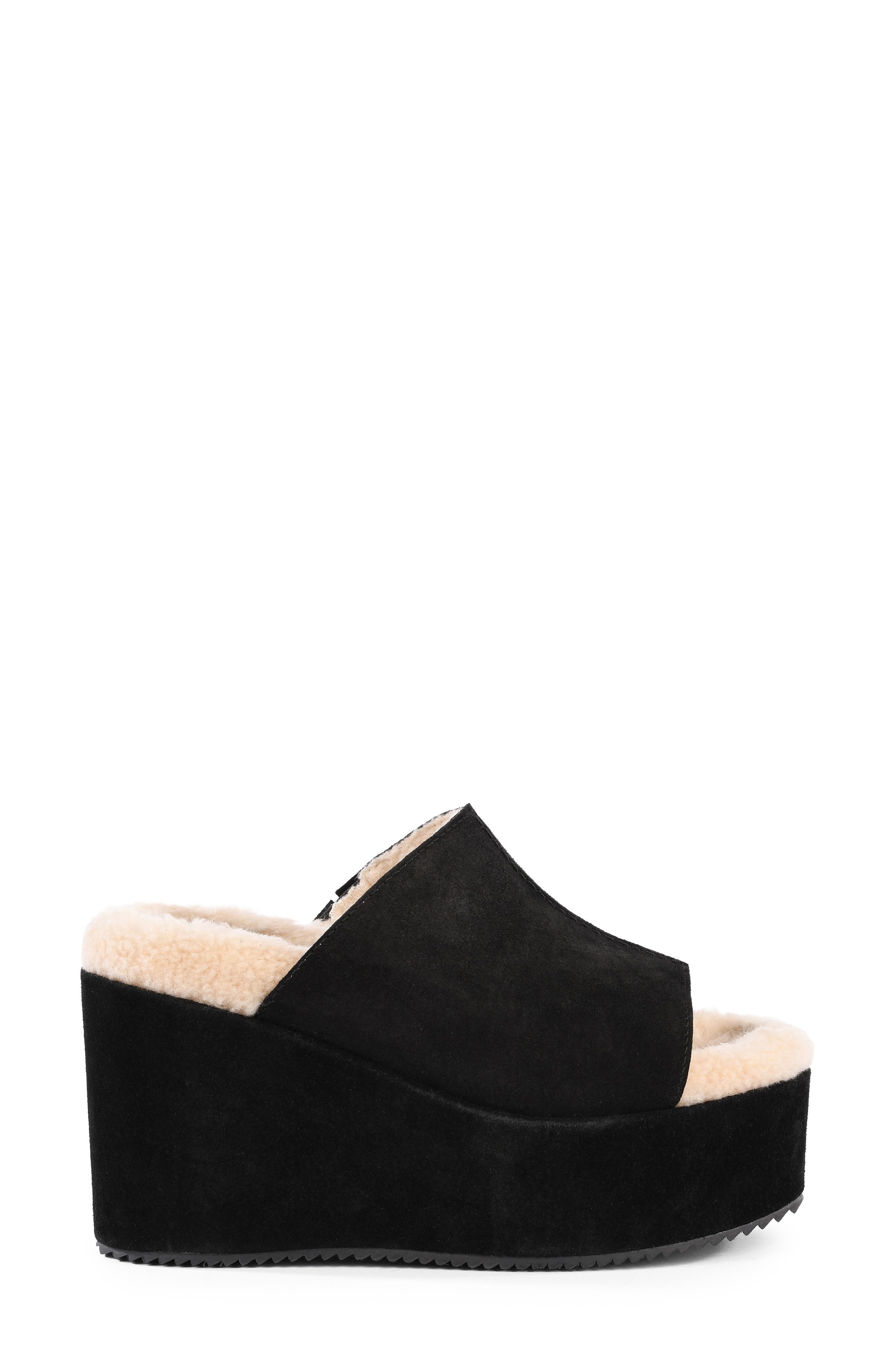 Iconic Moment Leather Wedge Slide Sandal, Alternate, color, BLACK