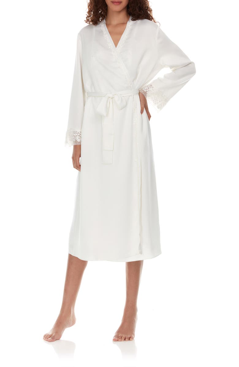 Flora Nikrooz Showstopper Long Robe, Alternate, color, Ivory
